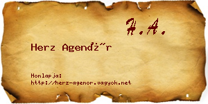 Herz Agenór névjegykártya